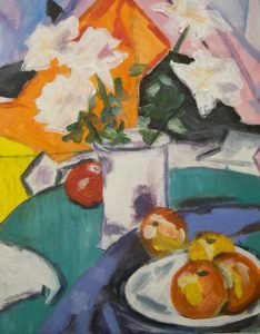 novusart warren lawrence acrylic painting flowers with fruit